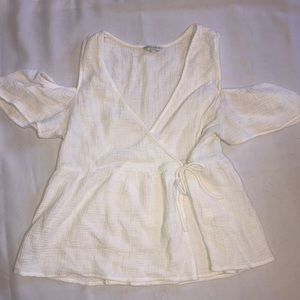 Lucky Brand Cold-Shoulder Wrap Top